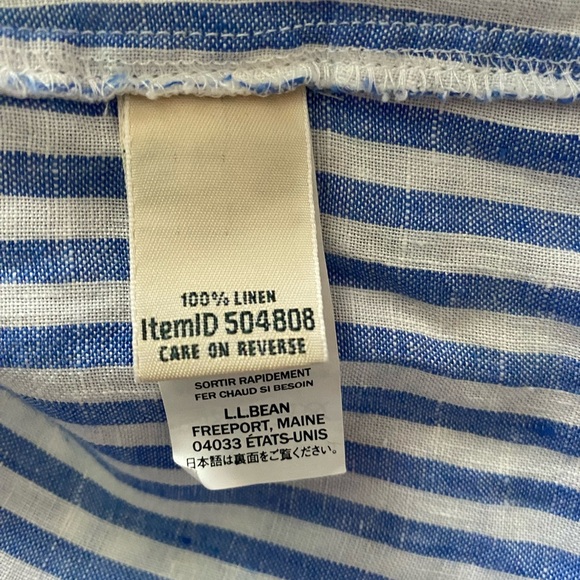 LL BEAN Women's 100% Linen Blue Striped Split-neck Long Sleeve Popover Tunic M - Picture 9 of 10